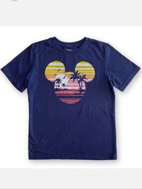 Disney Mickey Mouse Tropical Sunset Graphic Short Sleeve T-Shirt Unisex Youth 7